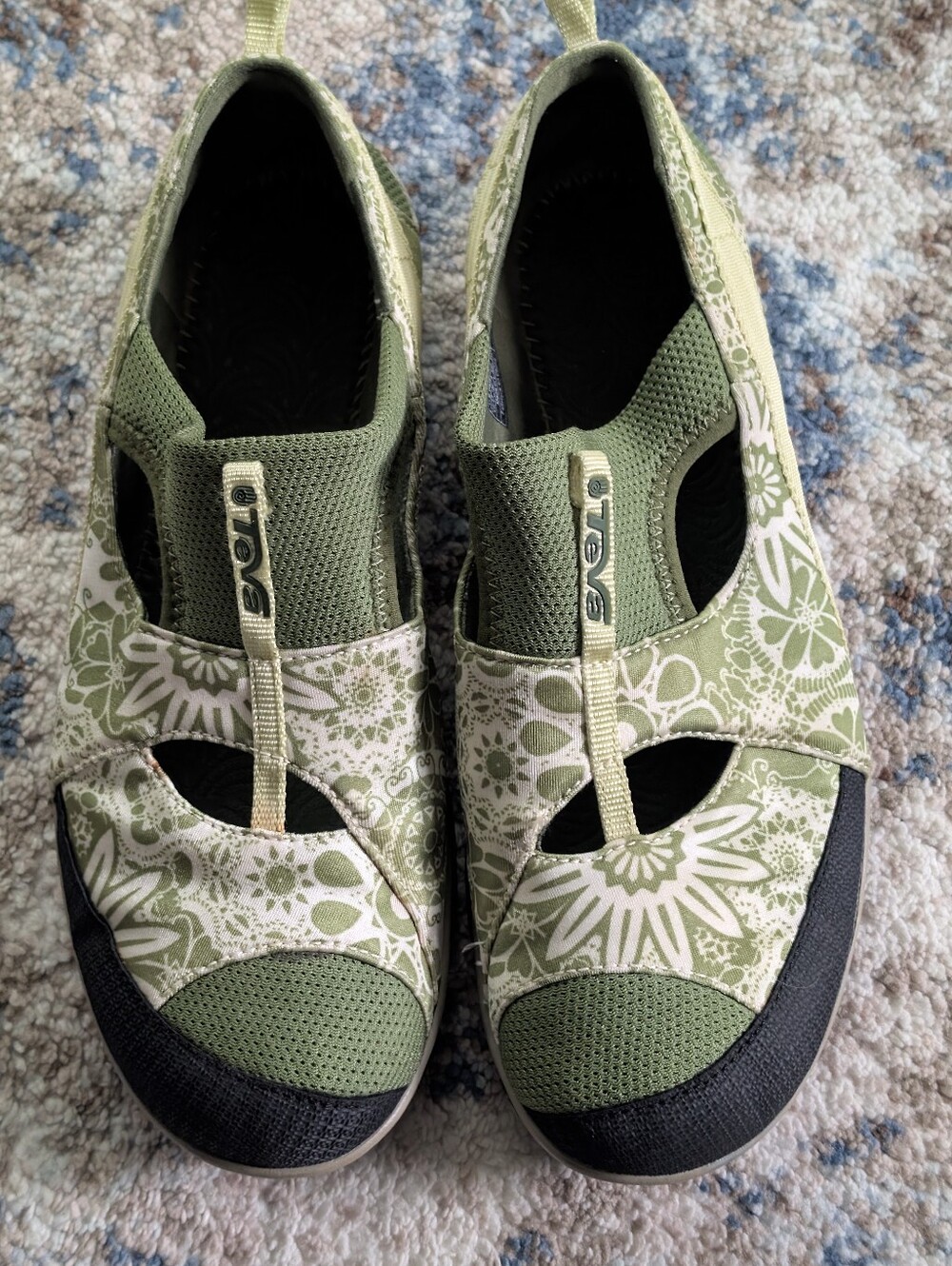 TEVA Ochoa Green Floral Slip On Shoe Stretch Water Active